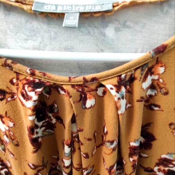 Floral Rust-Colored Long-sleeved Shirt By danielrainn. Size Medium. - Picture 3 of 5